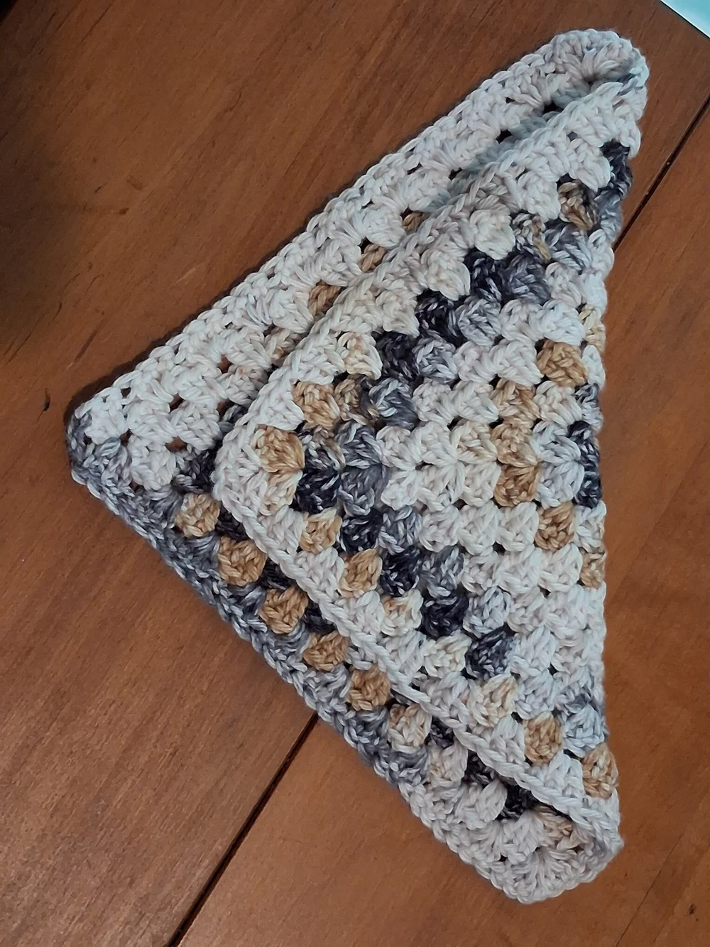 Cottagecore Cotton Washcloth – Granny Square Face Cloth in Soft Neutrals